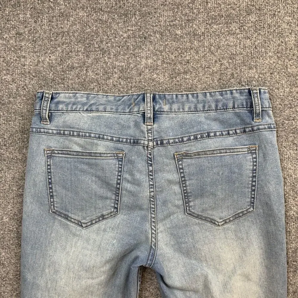 Free People Jeans Womens 29 Light Denim‎ Skinny Ankle Destroyed Busted Knee